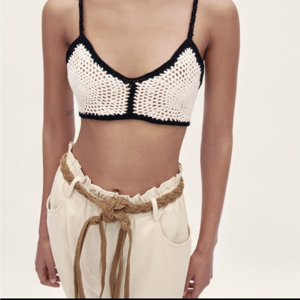 NWT Zara Contrast Crochet Bralette // Essential Festival Boho Top Medium - Picture 4 of 10